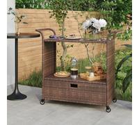 vidaXL Carrello da Bar con Cassetto Marrone 100x45x97 cm in Polyrattan