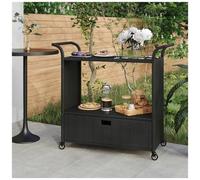 vidaXL Carrello da Bar con Cassetto Nero 100x45x97 cm in Polyrattan