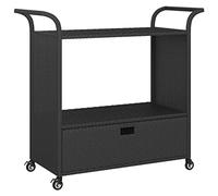 vidaXL Carrello da Bar con Cassetto Nero 100x45x97 cm in Polyrattan