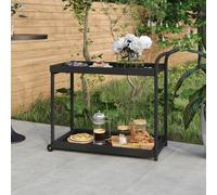 vidaXL Carrello da Bar Nero 100x45x83 cm in Polyrattan