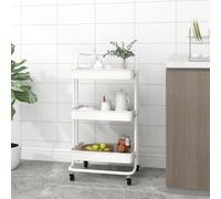 vidaXL Carrello da Cucina 3 Ripiani Bianco 42x35x85 cm Ferro e ABS