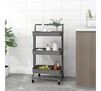 vidaXL Carrello da Cucina 3 Ripiani Grigio 42x35x85 cm Ferro e ABS