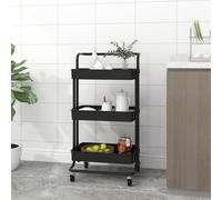 vidaXL Carrello da Cucina 3 Ripiani Nero 42x35x85 cm Ferro e ABS