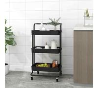 vidaXL Carrello da Cucina 3 Ripiani Nero 42x35x85 cm Ferro e ABS