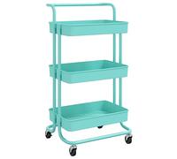 VidaXL Carrello da Cucina 3 Ripiani Turchese 42x35x85 cm Ferro e ABS