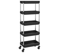 vidaXL Carrello da Cucina 5 Ripiani Nero 40x22x116 cm Ferro e ABS