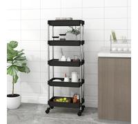 vidaXL Carrello da Cucina 5 Ripiani Nero 40x22x116 cm Ferro e ABS