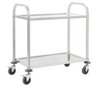 vidaXL Carrello da Cucina a 2 Livelli con 4 Ruote Basculanti con Freno Servizio Portavivande 95x45x83,5 cm in Acciaio Inossidabile e TPR