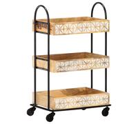 vidaXL Carrello da Cucina a 3 Livelli 46x30x76 cm in Massello di Mango