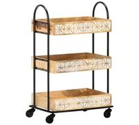 VIDAXL - Carrello Da Cucina A 3 Livelli 46x30x76 Cm In Massello Di Mango