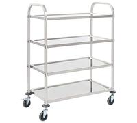 vidaXL Carrello da Cucina a 4 Livelli 107x55x125 cm in Acciaio Inox