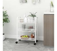 vidaXL Carrello da Cucina con 3 Ripiani Bianco 46x26x64 cm in Ferro