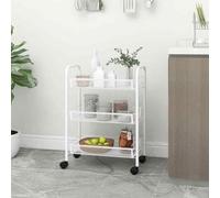 vidaXL Carrello da Cucina con 3 Ripiani Bianco 46x26x64 cm in Ferro