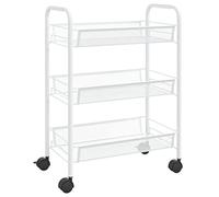 vidaXL Carrello da Cucina con 3 Ripiani Bianco 46x26x64 cm in Ferro