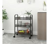 vidaXL Carrello da Cucina con 3 Ripiani Nero 46x26x64 cm in Ferro