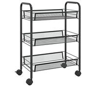 vidaXL Carrello da Cucina con 3 Ripiani Nero 46x26x64 cm in Ferro