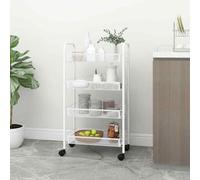 AX Carrello Cucina Salvaspazio Organizer Cestini Ruote Bianco 46x26x85cm 336326
