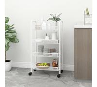 vidaXL Carrello da Cucina con 4 Ripiani Bianco 46x26x64 cm in Ferro