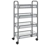 vidaXL Carrello da Cucina con 4 Ripiani Grigio 46x26x64 cm in Ferro
