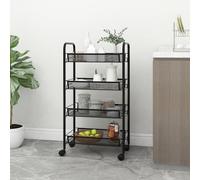 vidaXL Carrello da Cucina con 4 Ripiani Nero 46x26x64 cm in Ferro