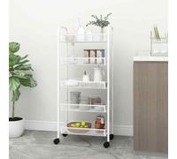 VidaXL Carrello da Cucina con 5 Ripiani Bianco 46x26x105 cm in Ferro