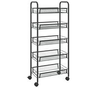 vidaXL Carrello da Cucina con 5 Ripiani Nero 46x26x105 cm in Ferro