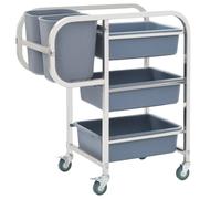 vidaXL Carrello da Cucina con Contenitori Plastica con 4 Ruote Basculanti con Freno Servizio Porta Posate 82x43,5x93 cm Acciaio Inossidabile e TPR