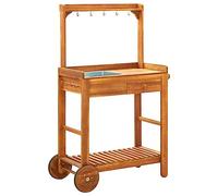 vidaXL Carrello da Cucina da Giardino in Acacia 92x43,5x141,5 cm