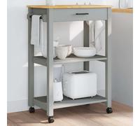 vidaXL Carrello da Cucina MONZA 60x40x88,5 cm Grigio in Legno Massello di Pino