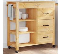 vidaXL Carrello da Cucina MONZA 84x40x88,5 cm in Legno Massello di Pino