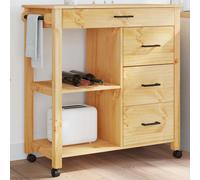 vidaXL Carrello da Cucina MONZA 84x40x88,5 cm in Legno Massello di Pino