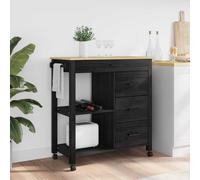 vidaXL Carrello da Cucina MONZA Nero 84 x 40 x 88,5 cm
