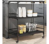 vidaXL Carrello da Cucina Nero 100,5x50x105 cm in Legno Multistrato