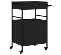 vidaXL Carrello da Cucina Nero 56x43x89,5 cm in Legno Multistrato