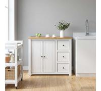 vidaXL Carrello da Cucina PANAMA 2 pcs Bianco e Cera di Miele