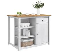 vidaXL Carrello da Cucina PANAMA 2 pcs Bianco e Cera di Miele, Carrello da cucina, design rustico, spazio ampio, legno di pino, mobile compatto, organizer funzionale per cucinare