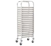 vidaXL Carrello da Cucina per 16 Vassoi 38x55x163 cm in Acciaio Inox
