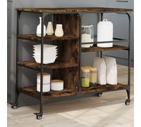 vidaXL Carrello da Cucina Rovere Fumo 100x45x89,5 cm Legno Multistrato