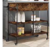 vidaXL Carrello da Cucina Rovere Fumo 105x42x95 cm Legno Multistrato