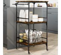 vidaXL Carrello da Cucina Rovere Fumo 60,5x50x105 cm Legno Multistrato