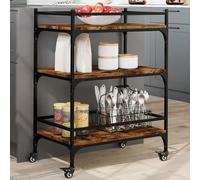vidaXL Carrello da Cucina Rovere Fumo 65x40x86,5 cm Legno Multistrato