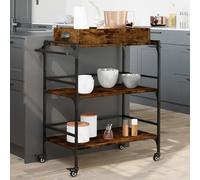vidaXL Carrello da Cucina Rovere Fumo 81,5x41x92,5cm Legno Multistrato