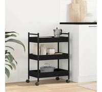 vidaXL Carrello da Cucina Rovere nero 50 x 30 x 70 cm | Tanto spazio con un design a tre livelli!, Ha delle ruote per muoversi facilmente,