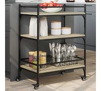 vidaXL Carrello da Cucina Rovere Sonoma 65x40x86,5cm Legno Multistrato