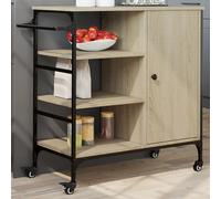 AX Carrello Cucina Salvaspazio Ruote 87.5x38.5x84.5cm Retrò Portavivande 842387