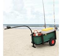vidaXL Carrello da Pesca con Borsa Acciaio Nero