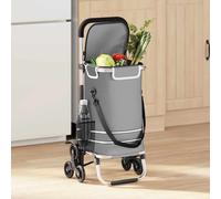vidaXL Carrello della spesa Grigio 47 x 39 x 100.5 cm Tessuto Oxford