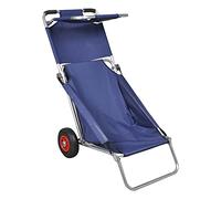 vidaXL Carrello da Spiaggia con Ruote Portatile Pieghevole Blu Trolley Sdraio