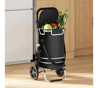 vidaXL Carrello della spesa Nero 36.5 x 46.5 x 100.5 cm Tessuto Oxford
