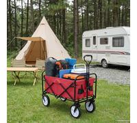 vidaXL Carrello della spesa pieghevole con freni Rosso 94 x 53 x 99 cm